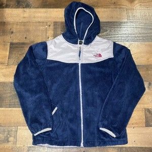 The North Face Navy Gray Girls XL 18 Fleece Hoodie Jacket Coat